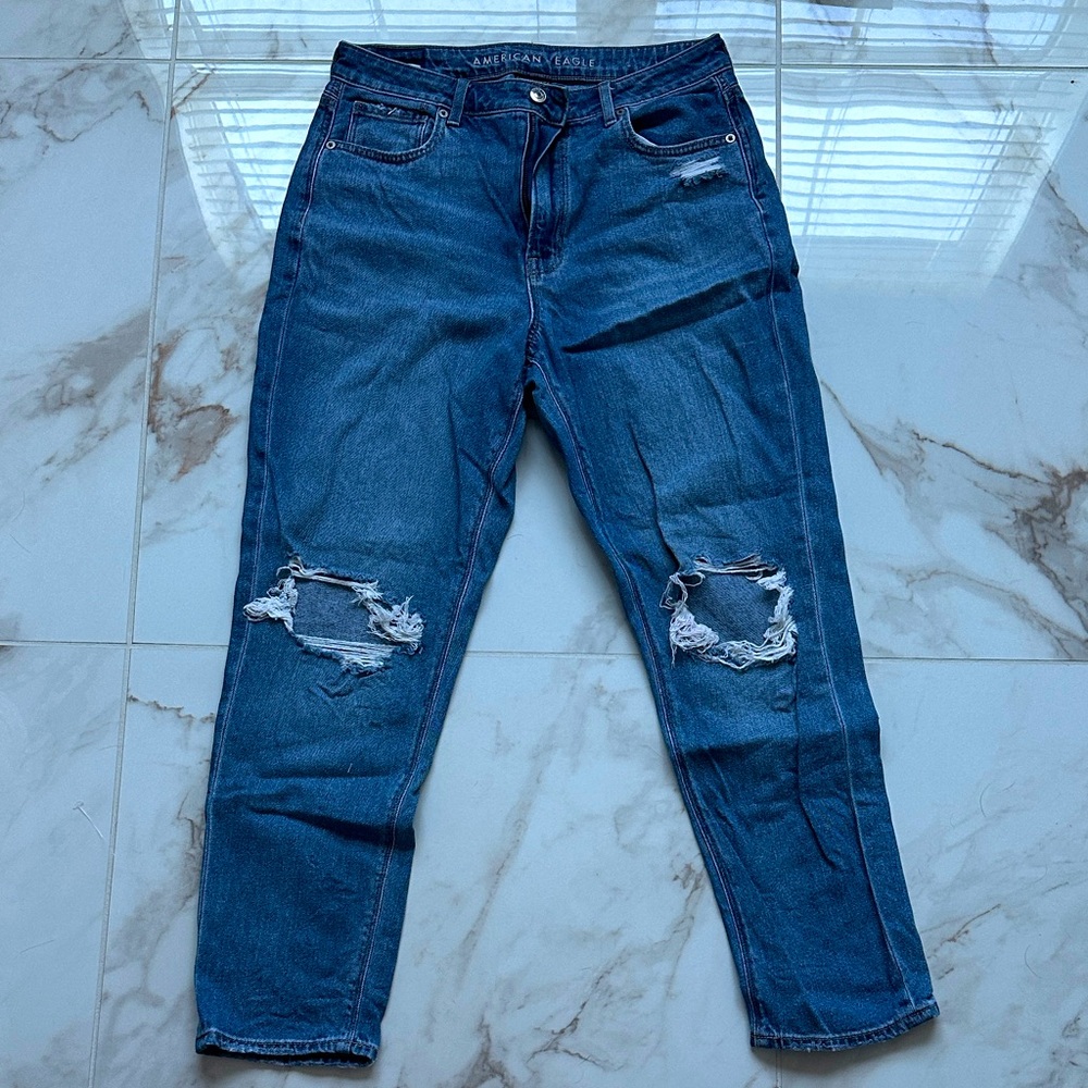 American Eagle Mom Jeans, Size 8, Medium Wash